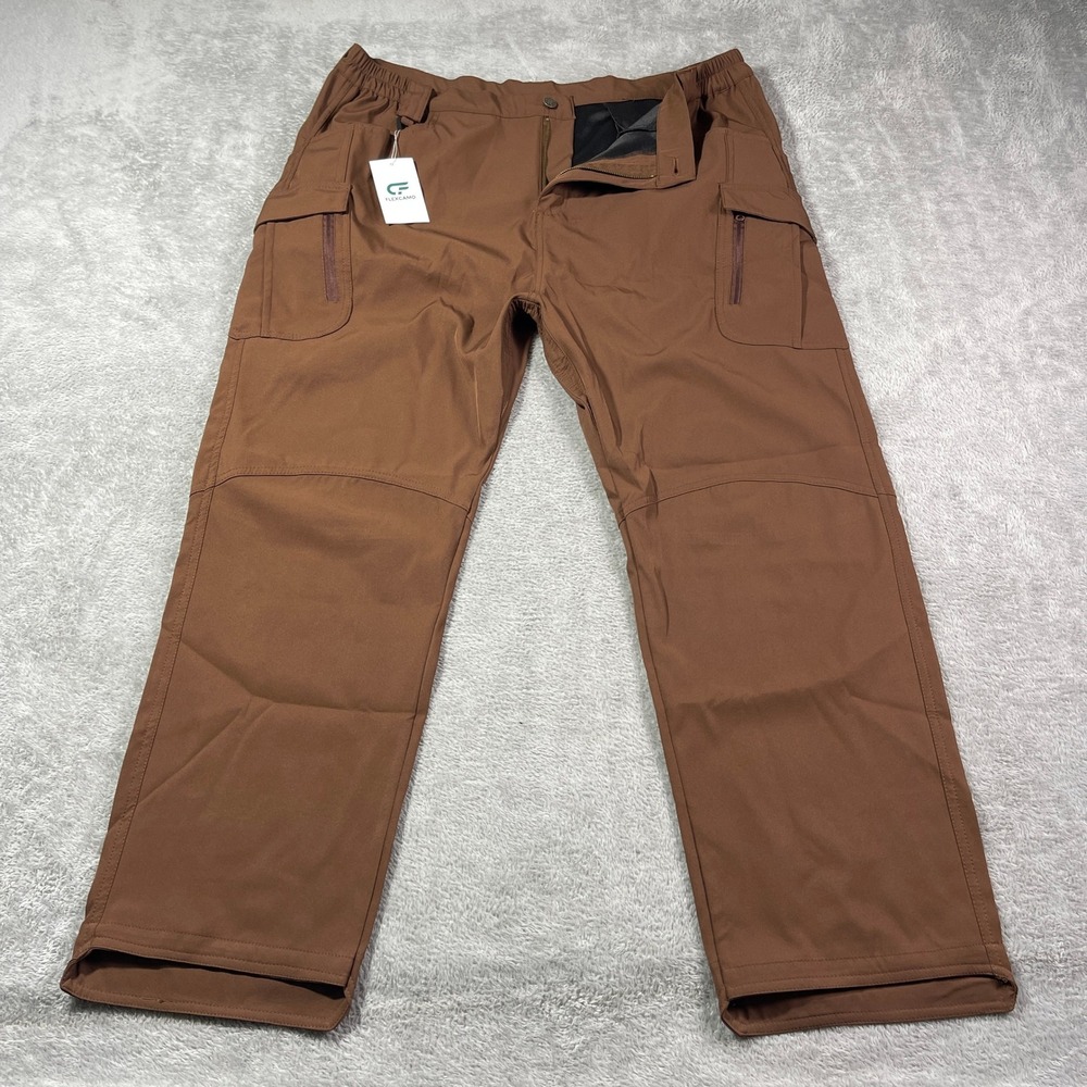 Flexcamo Tactical Cargo Pants‎ Men's 3XL Brown Work Hiking Zip Pockets Utility